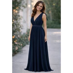 Asos Navy Goddess Plunge Vneck Gown 14